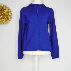 Iris And Ink Womens Jacket Blue Waist Length Long Sleeve Full Zip Hooded